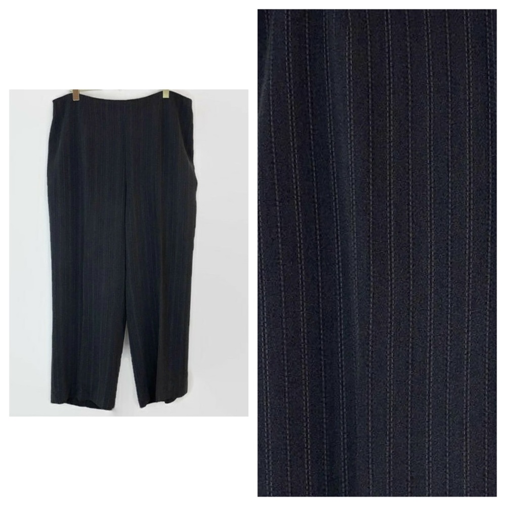 Jones New York Woman Black & Grey Pinstripe Wide Leg Pants